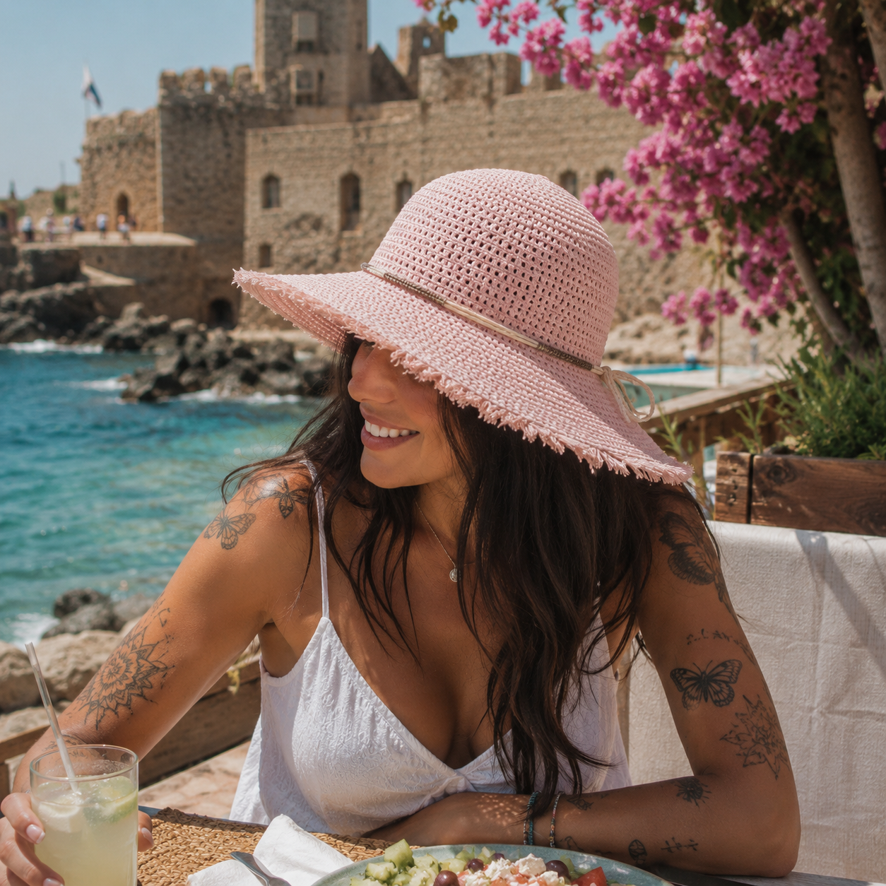 Pink Coastal Straw Hat