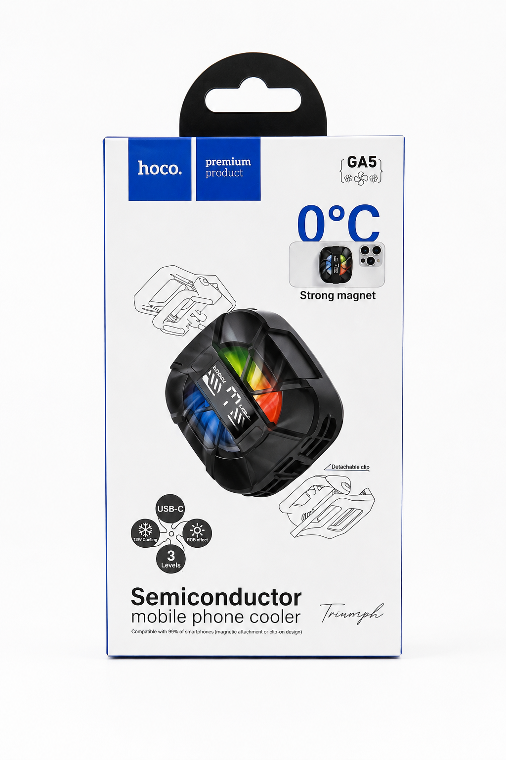 Hoco GA5 Triumph Semiconductor Mobile Phone Cooler – Instant 0°C Cooling with Magnetic & Clip-On Design