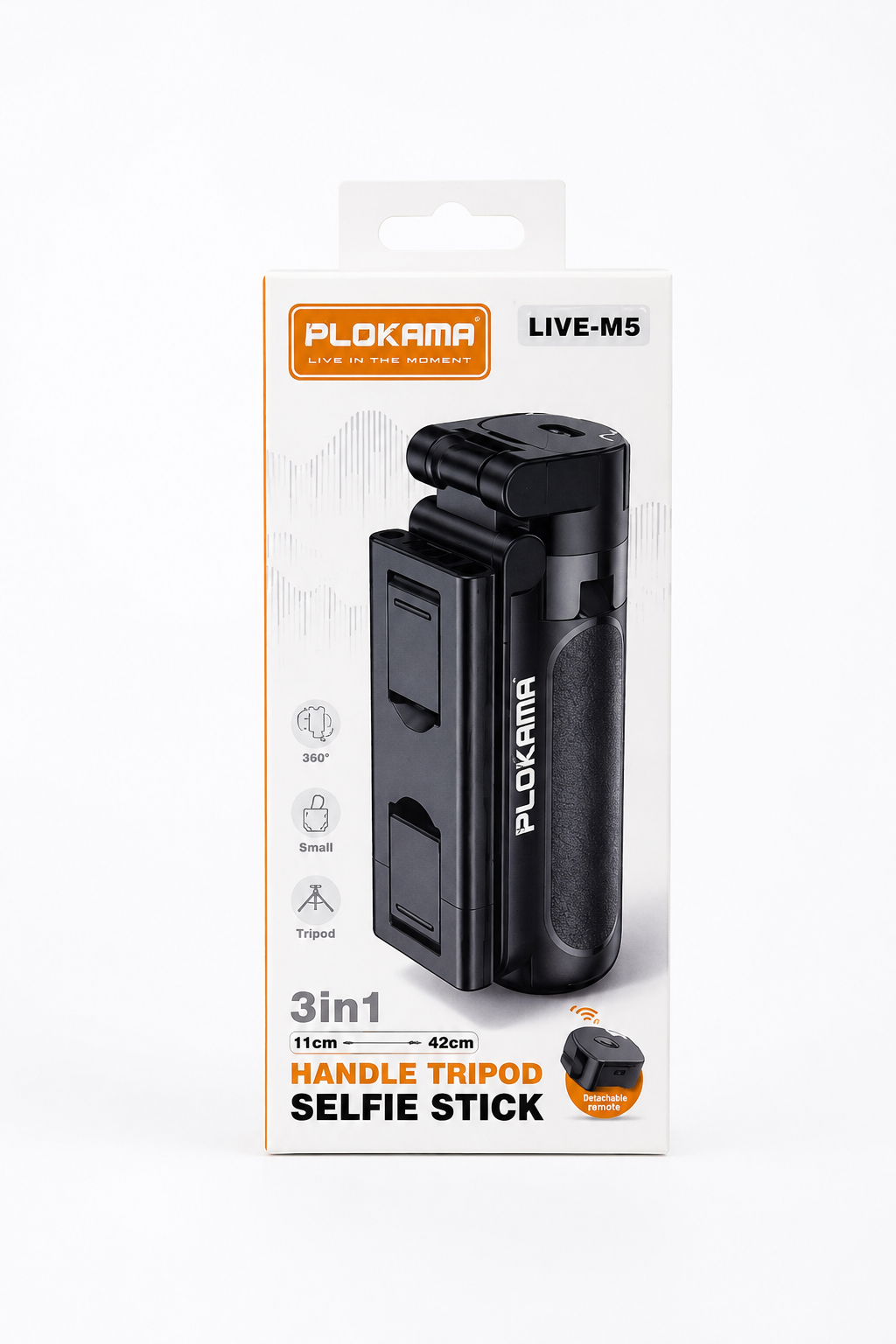 Plokama LIVE-M5 3-in-1 Professional Handle Tripod & Selfie Stick – with Wireless Remote Control
