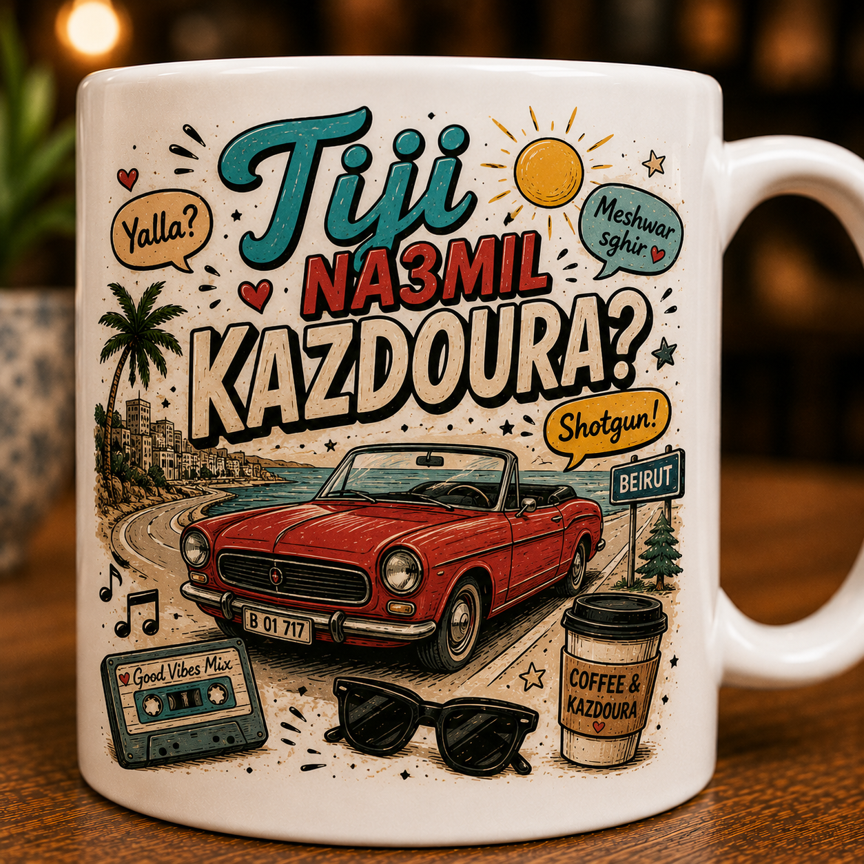 "Tiji Na3mil Kazdoura?" Road Trip Mug