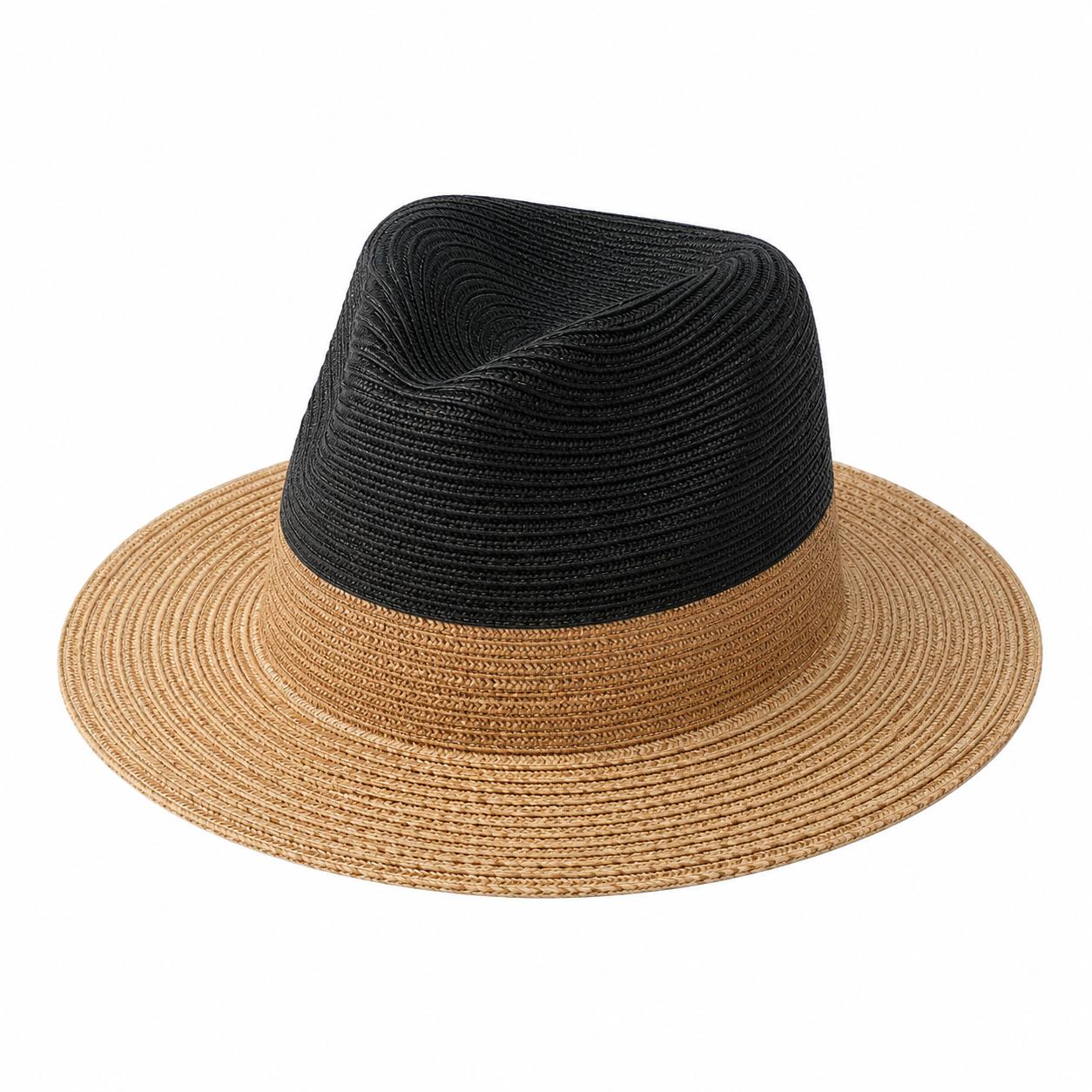 The "Equestrian Dream" Two-Tone Breathable Straw Fedora Hat – Contrast White & Black