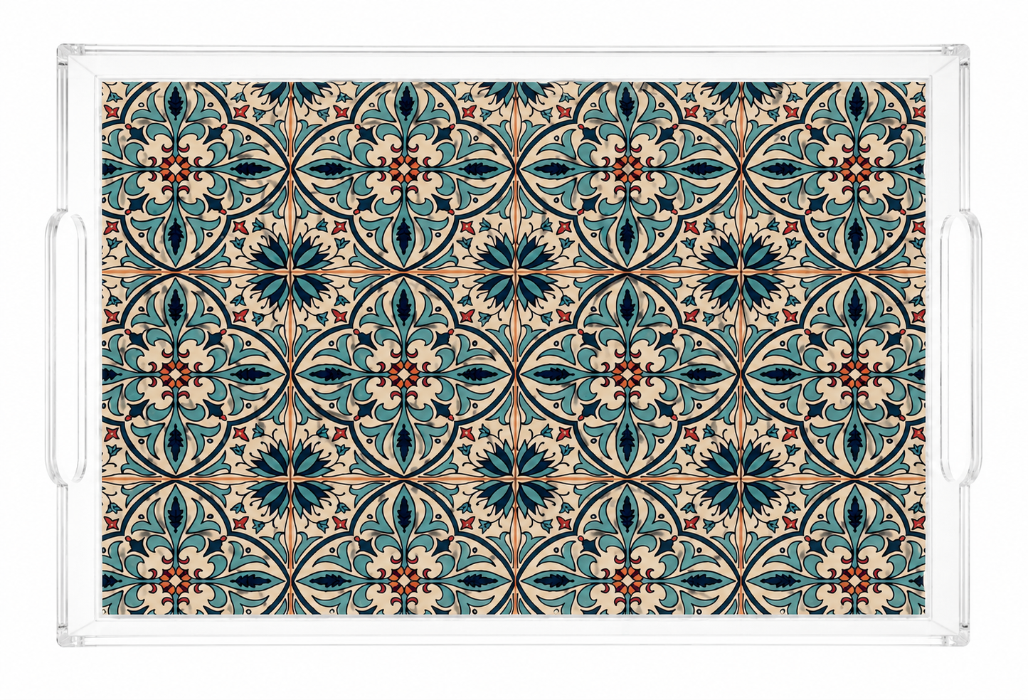The "Lebanese Mornings" Acrylic Serving Tray – Heritage Tile Edition (26cm x 18cm)