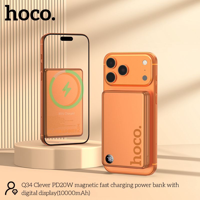Hoco Q34 Magnetic Wireless Power Bank - 10,000mAh Aluminum Alloy Edition