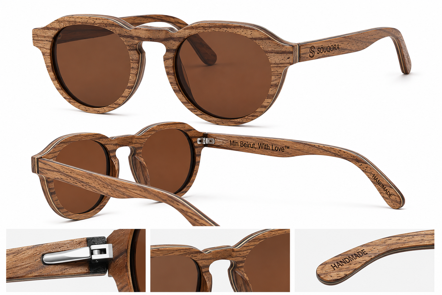 "Min Beirut. With Love" Amber Bamboo Sunglasses – Golden Hour Edition 3092