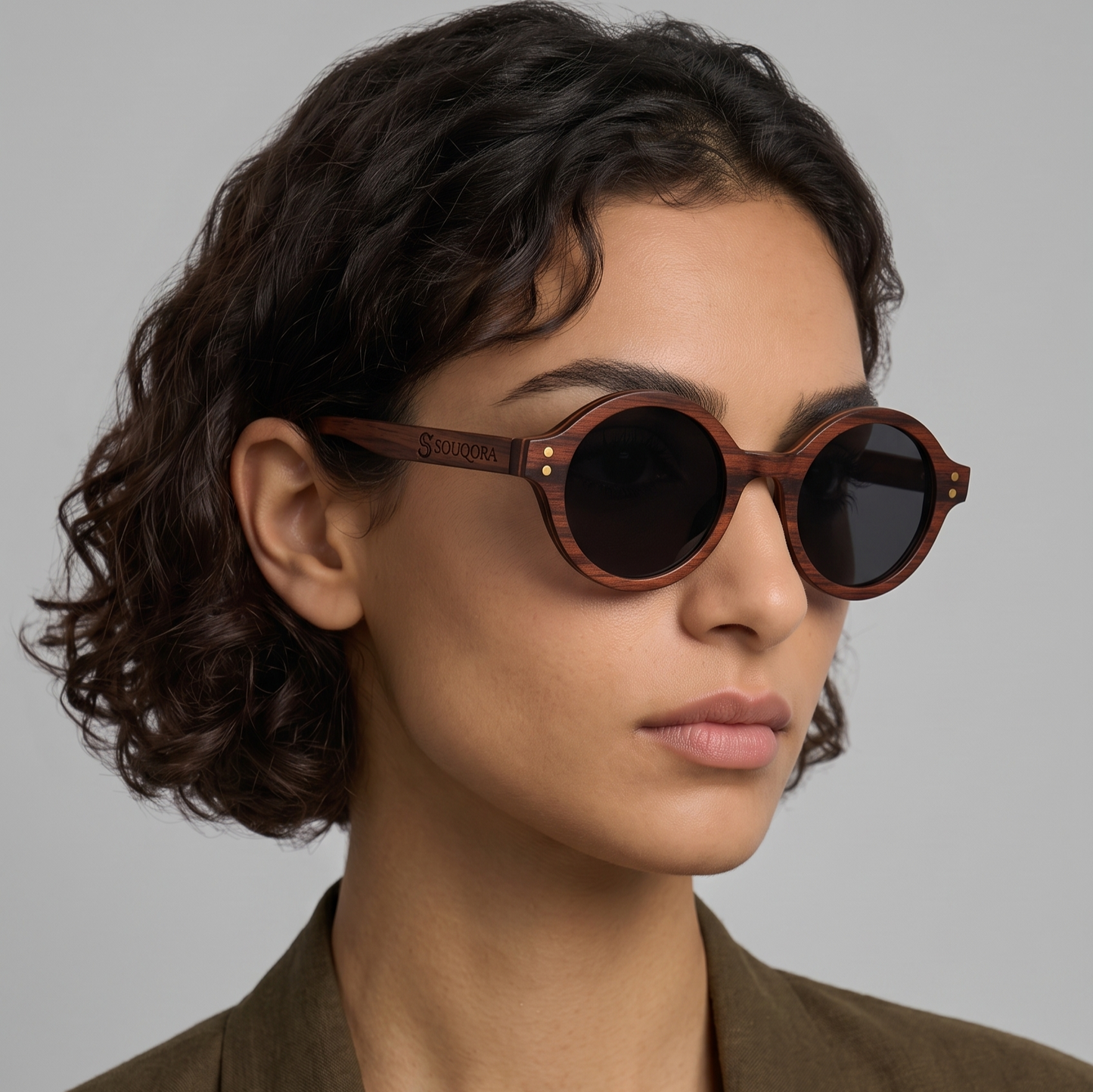 Dark Bamboo Circular Sunglasses – Onyx Edition 6072-21