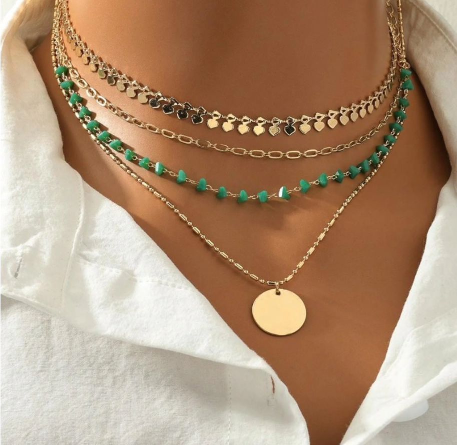 Boho Azure: 4 Piece Layered Turquoise Pendant Set