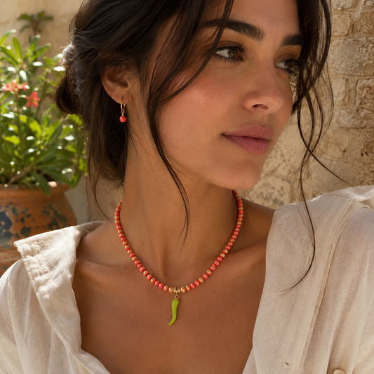 The Peperoncino Coral Beaded Necklace