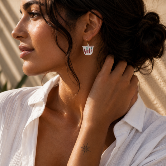 Min Beirut, With Love™ Coffee Cup Earrings – Red Edition