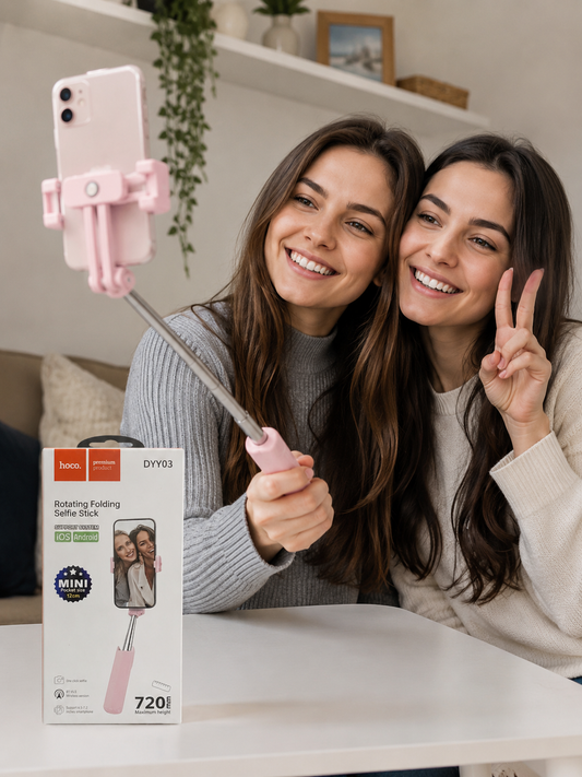 Hoco DYY03 Mini Rotating Folding Selfie Stick – Ultra-Compact 12cm Pocket Size