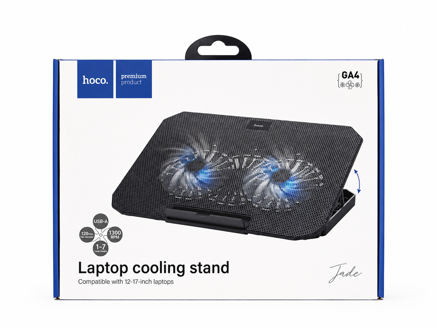 Hoco Professional Laptop Cooling Stand – Adjustable Dual-Fan Heat Dissipation with Silent Operation