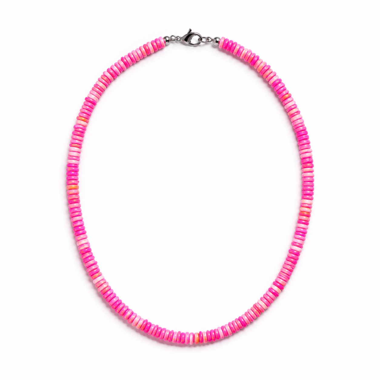 Pink Blossom 38cm Necklace – 2x8mm Multi-Pink Semi-Precious Stone Disks – Summer Happy Edition