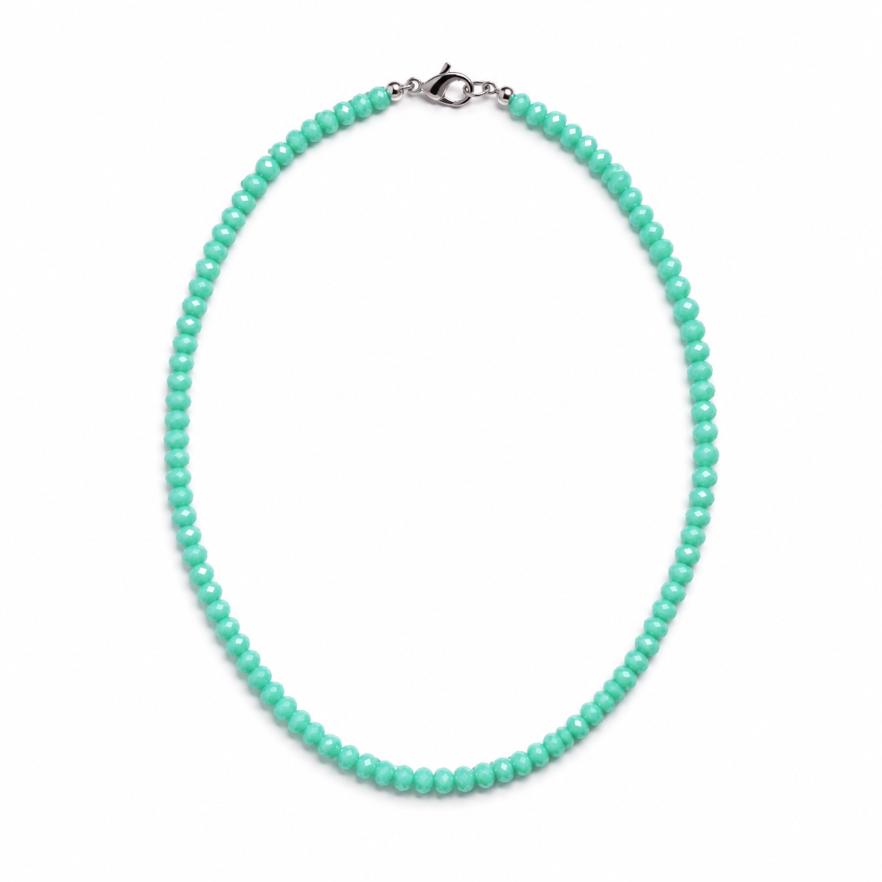 Turquoise Bliss 38cm Necklace – 4x6mm Faceted Glass Thread – Happy & Classy Edition