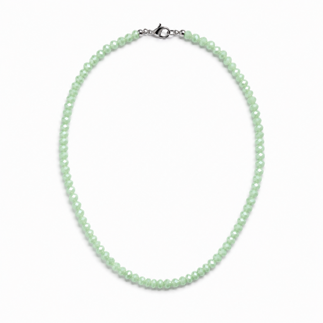 Mint Wishful 38cm Necklace – 4x6mm Faceted Light Green Glass – Spring Hope Edition
