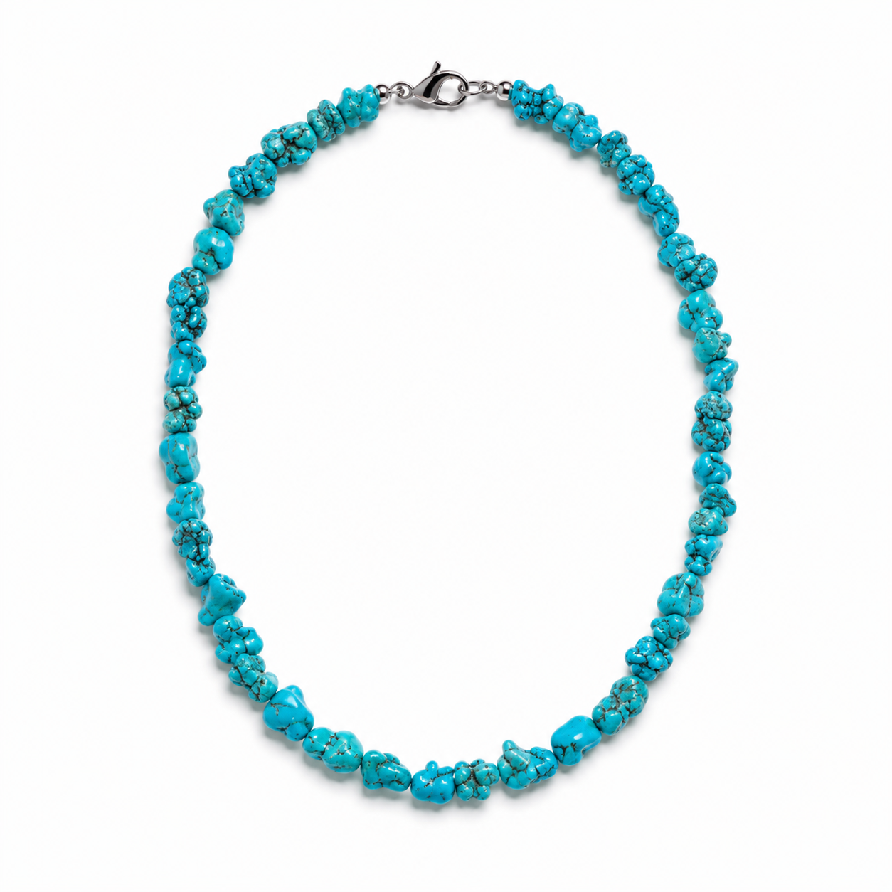 Celestial Sky 38cm Necklace – 4x6mm Raw Turquoise Semi-Precious Stone – Eternal Summer Edition