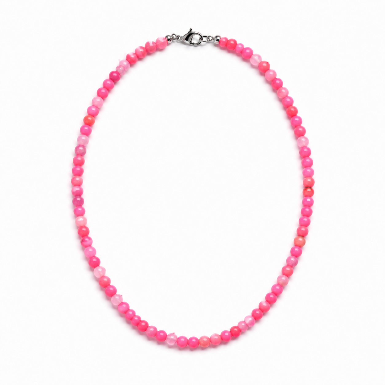 Rose Garden 38cm Necklace – 6mm Polished Pink Semi-Precious Stones – Bloom Series