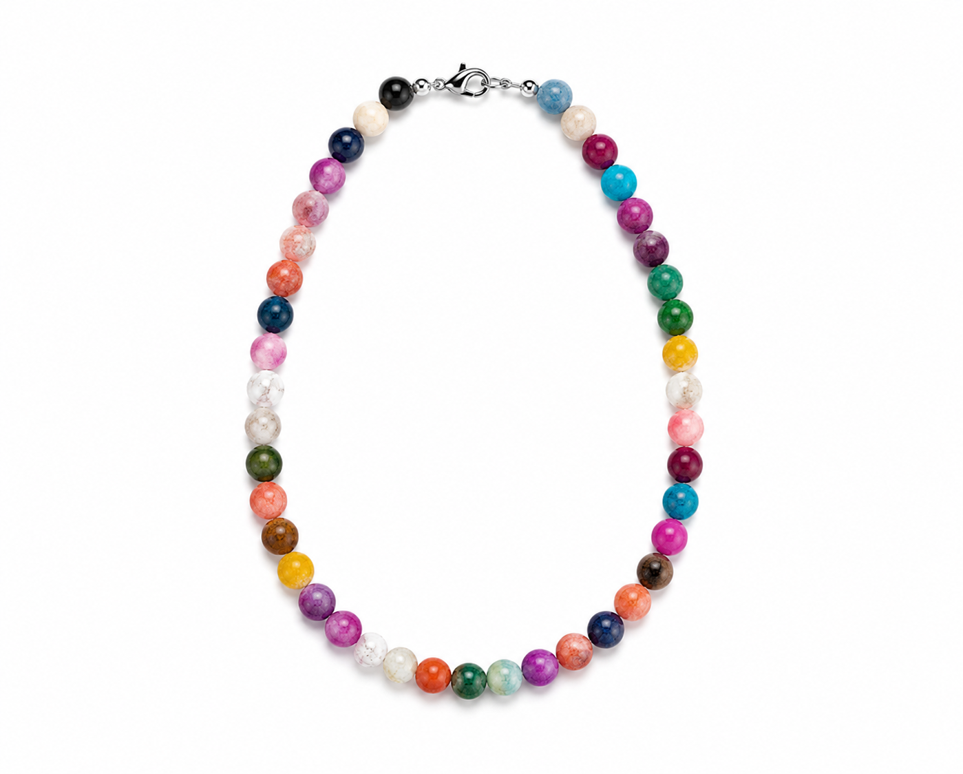 SX-LAVA Raw Volcanic Stone Necklace – 8mm Semi-Precious Beads (38cm Length)