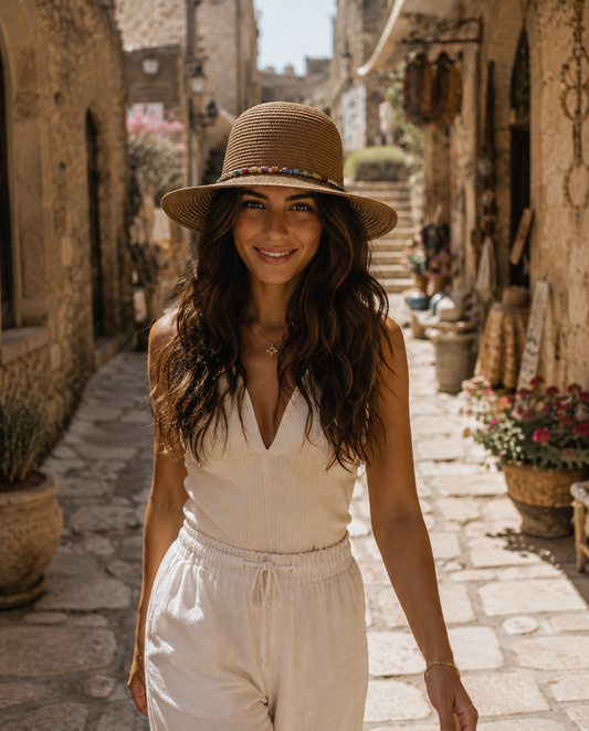 Coastal Wanderer: Artisan Fisherman Straw Sun Hat (Brown)