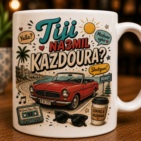 "Tiji Na3mil Kazdoura?" Road Trip Mug