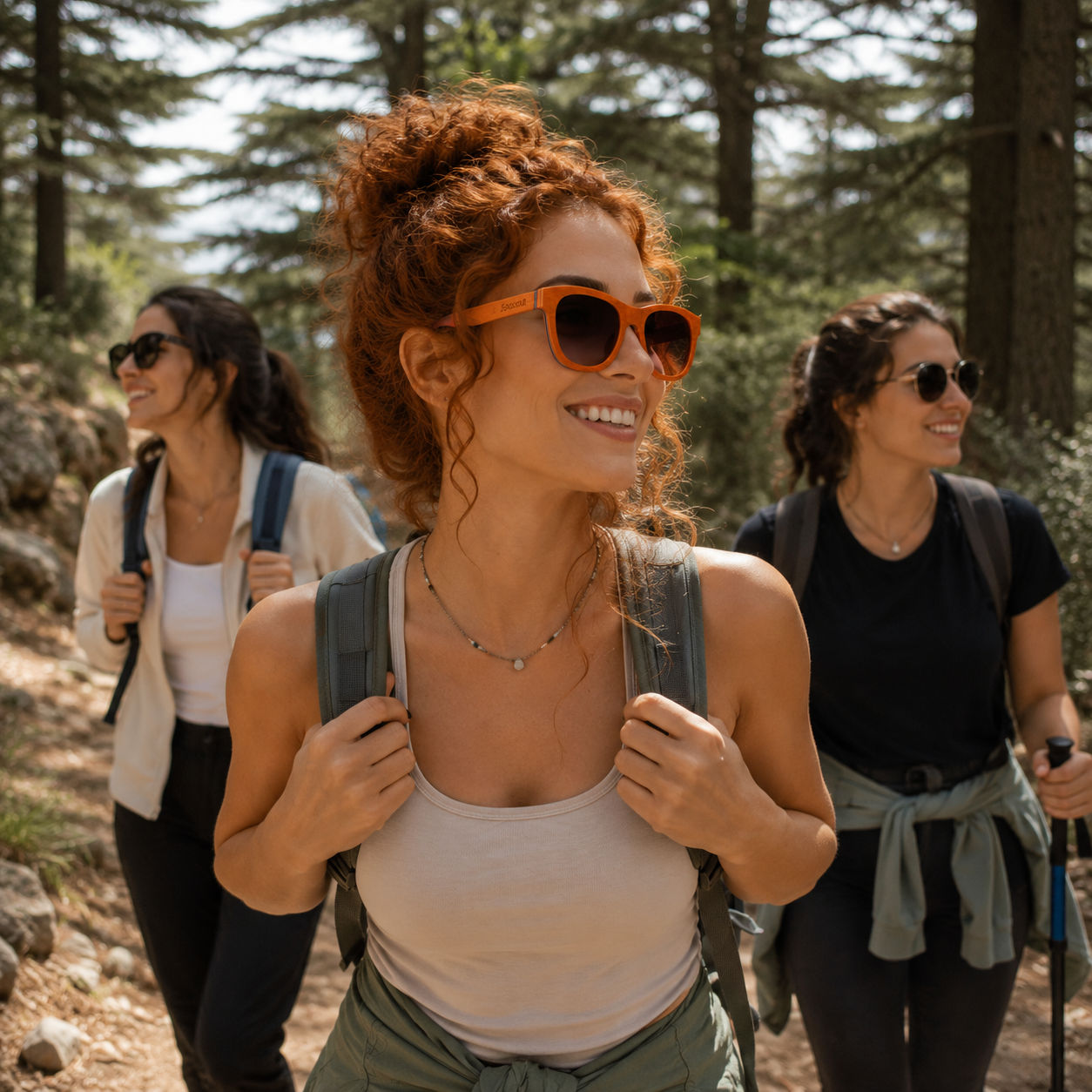 "Min Beirut, With Love" Retro Browline Bamboo Sunglasses - TAC Polarized Smoke Lenses 3008