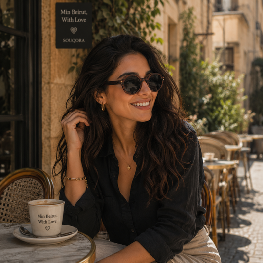 "Min Beirut, With Love" Dark Bamboo Circular Sunglasses – Onyx Edition 6072-21