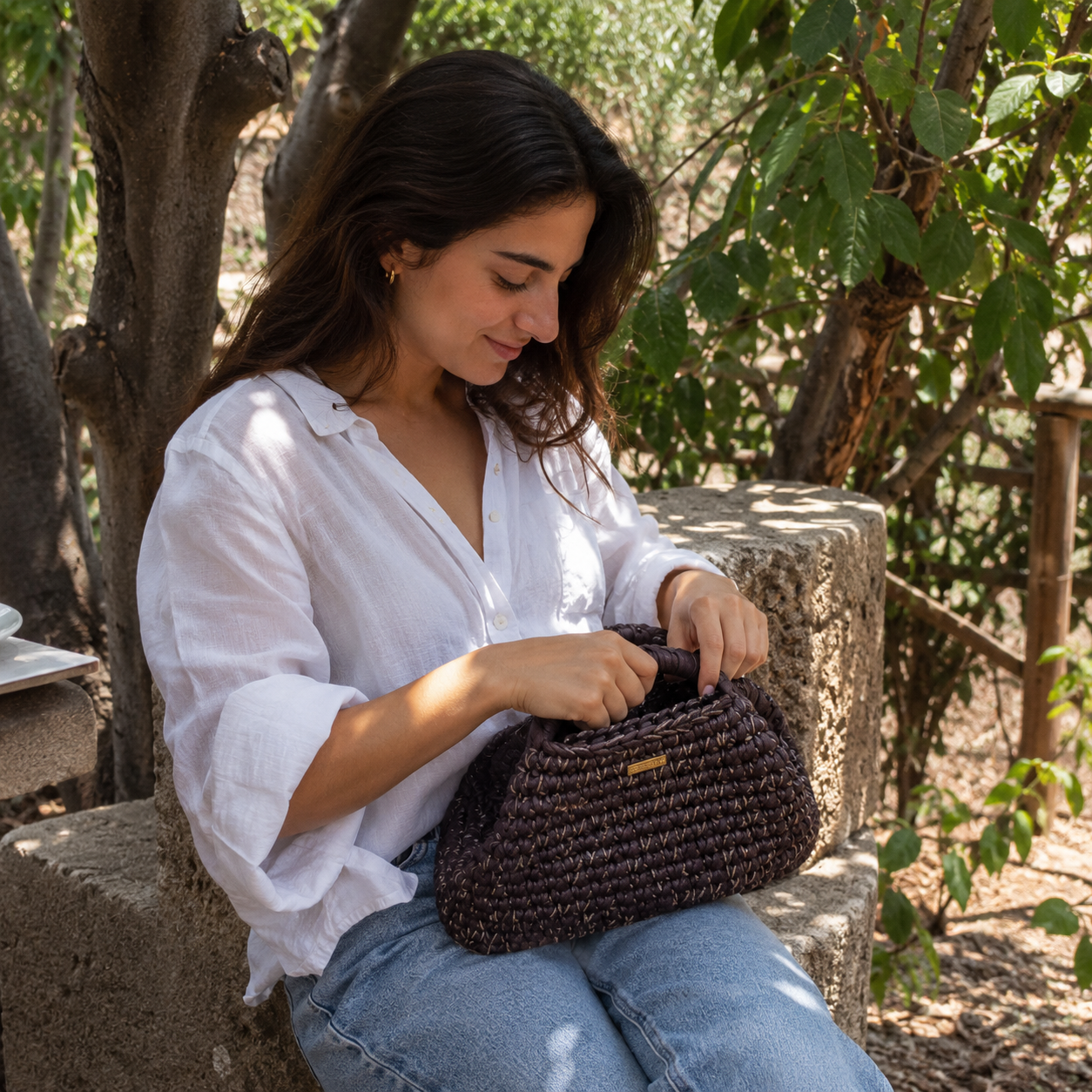Café Mocha Handmade Kilim Cotton Clutch - Coccinelle by Souqora