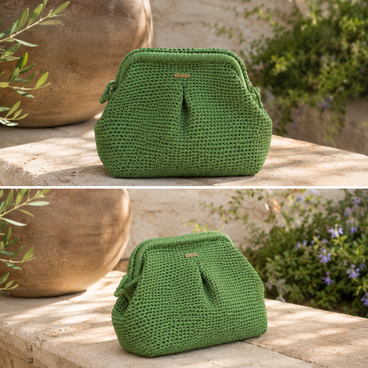 Olive Grove Handmade Macramé Cotton Cord Clutch – Coccinelle by Souqora