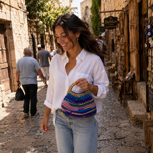 Mediterranean Mosaic Handmade Crochet Handbag - Coccinelle by Souqora
