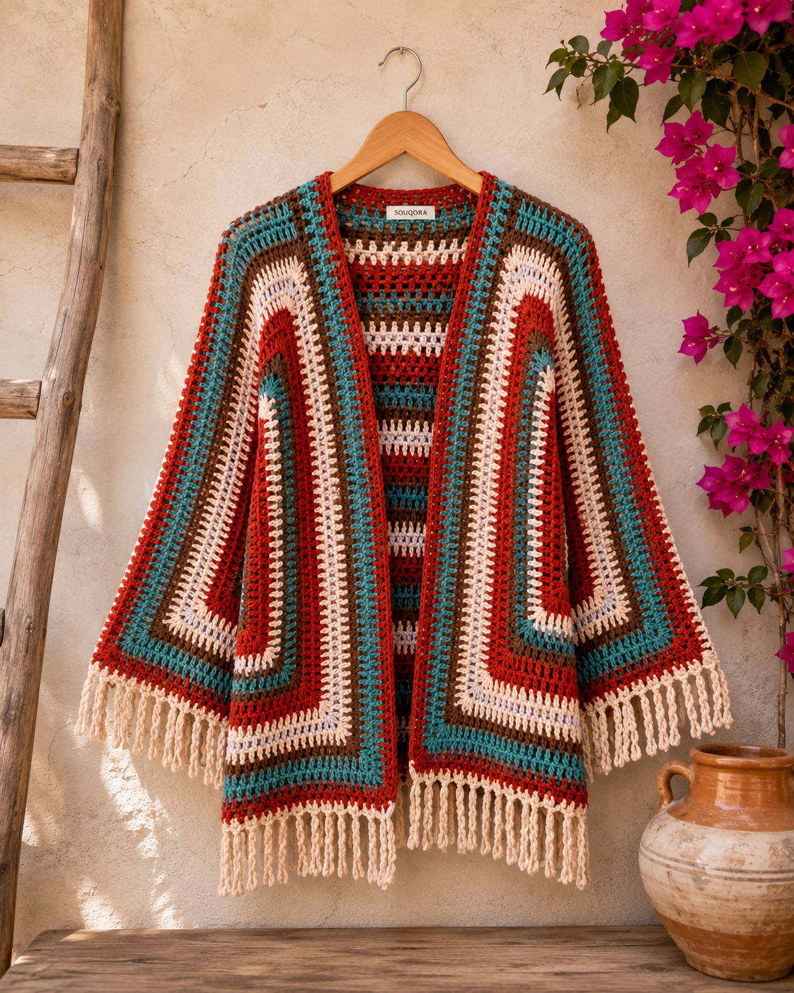 Terra Nomad Handmade Crochet Cardigan - Coccinelle by Souqora