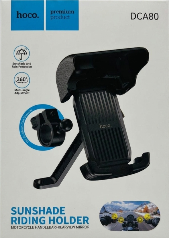 Hoco DCA80 Sunshade Riding Holder for Motorcycles - Handlebar & Rearview Mirror Mount