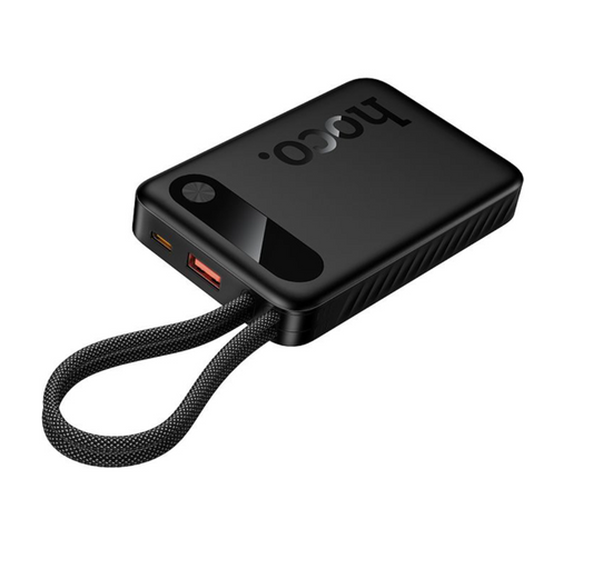 hoco. J171 10000mAh Ultra-Thin Power Bank – 22.5W Fast Charge with 2 Built-in Cables – Flight Approved