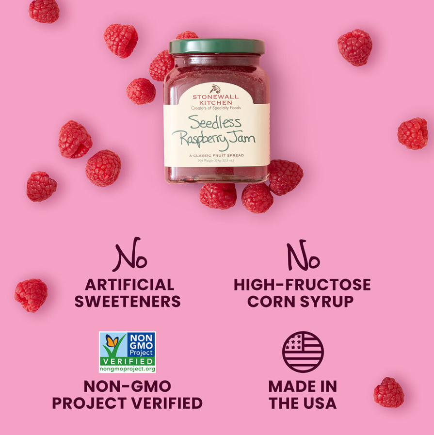 Artisanal Seedless Raspberry Reserve – A Stonewall Kitchen Specialty Fruit Spread