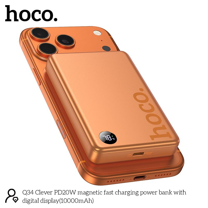 Hoco Q34 Magnetic Wireless Power Bank - 10,000mAh Aluminum Alloy Edition
