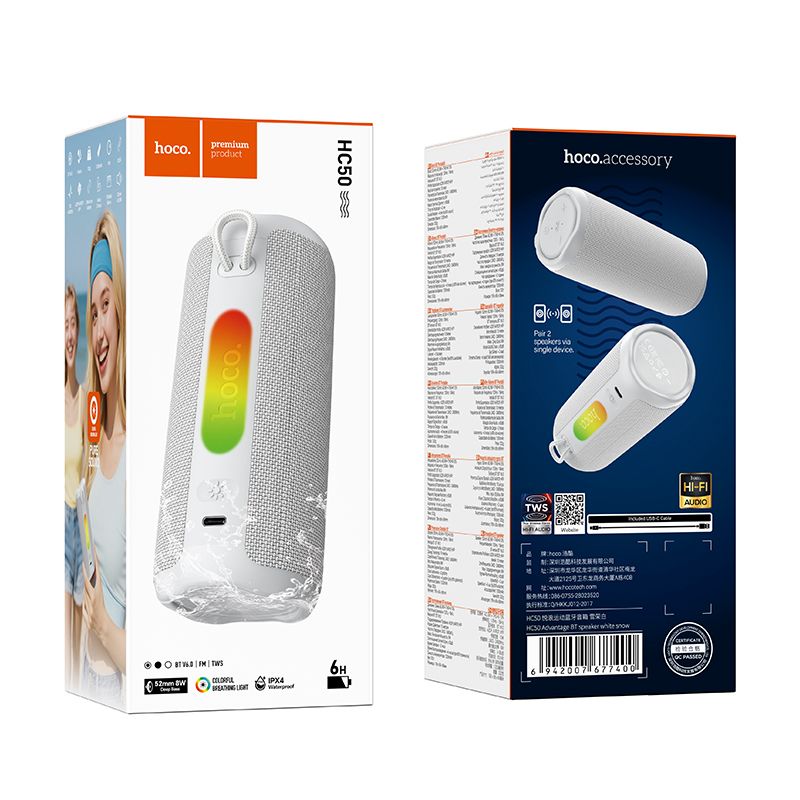 Hoco HC50 Crystal-Clear Wireless Speaker - RGB Edition