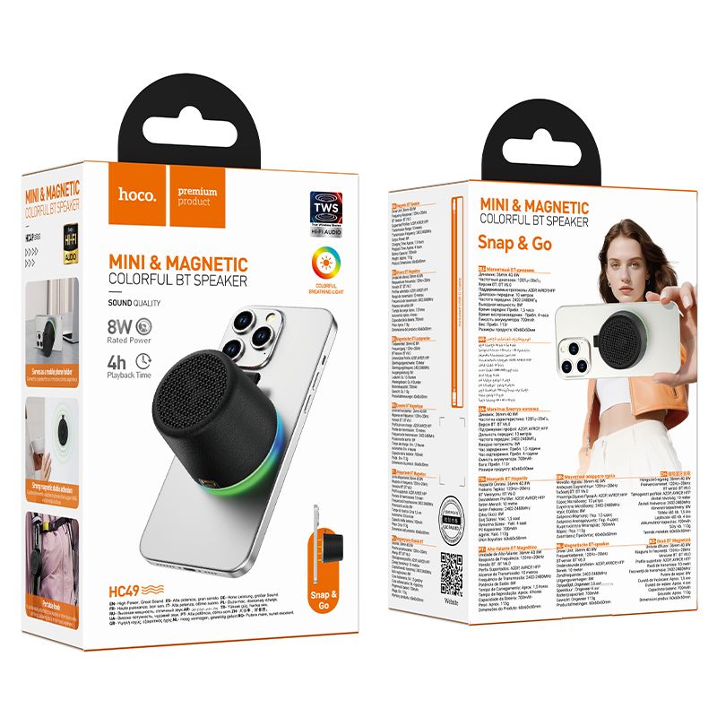 Hoco HC49 Magnetic Colorful Mini Speaker - 8W, TWS, MagSafe Compatible