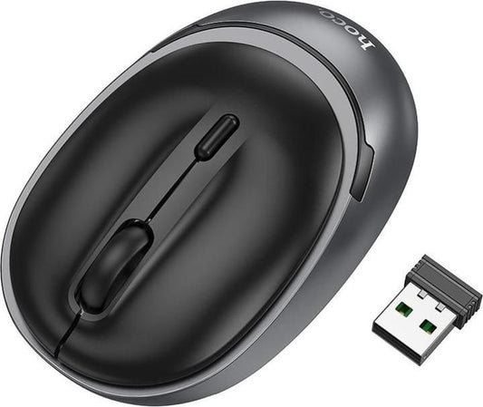 hoco. GM34 Dual-Mode Wireless Business Mouse – Bluetooth + 2.4G Connectivity – Ergonomic Precision (Black Metal Gray)