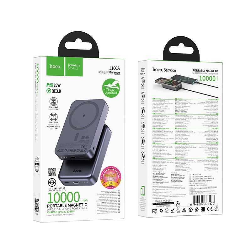 hoco. J160A Intelligent Balance 10000mAh Portable Magnetic Wireless Charging Power Bank