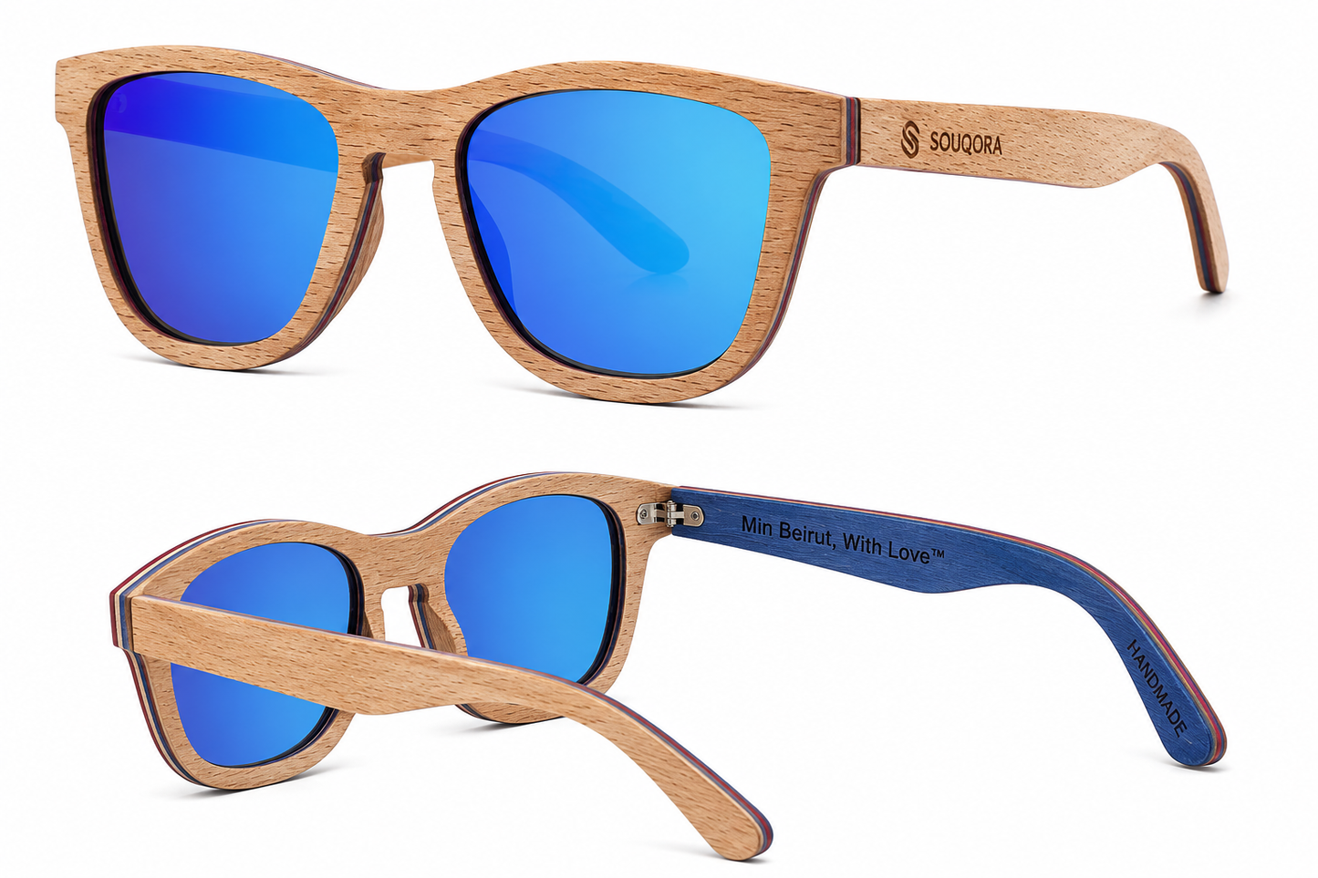 "Min Beirut, With Love" Full Wood Retro Sunglasses – Classic Edition 3052