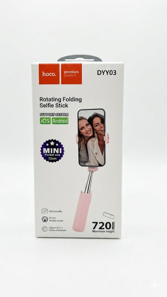 Hoco DYY03 Mini Rotating Folding Selfie Stick – Ultra-Compact 12cm Pocket Size