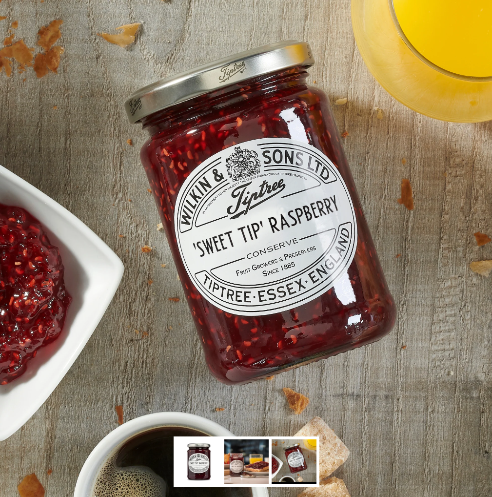 Tiptree 'Sweet Tip' Raspberry Conserve – 340g – Rich Small-Batch Fruit Preserve